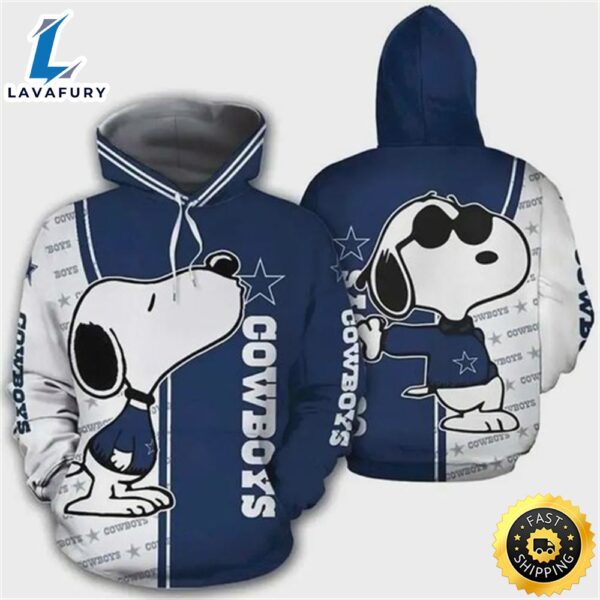 Snoopy Dallas Cowboys Nfl 3d All Over Print Zip Up Hoodie Option