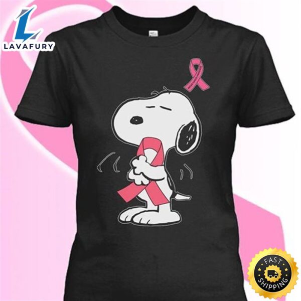 Snoopy Dog Breast Cancer Awareness T-shirt Black