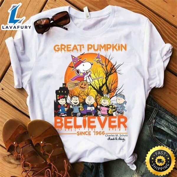 Snoopy & Friends Great Pumpkin Believer Since 1966 Halloween Gift Idea White T Shirt