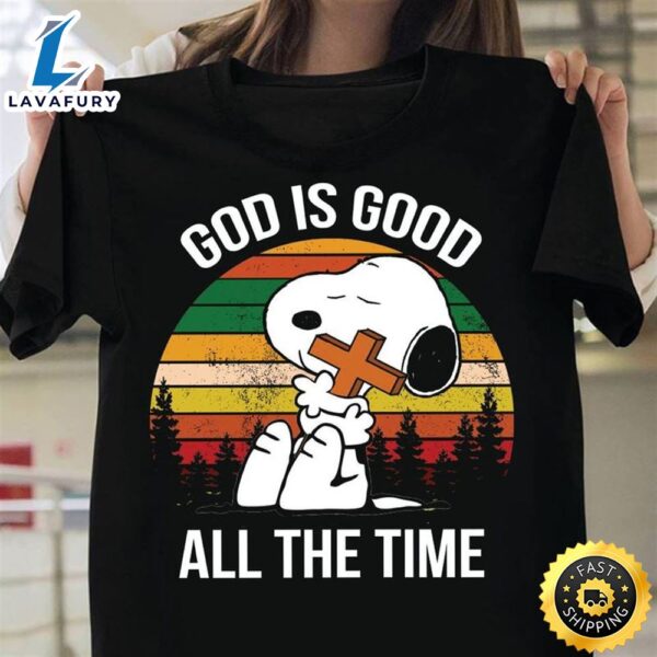 Snoopy God Is Good All The Time T-shirt Black