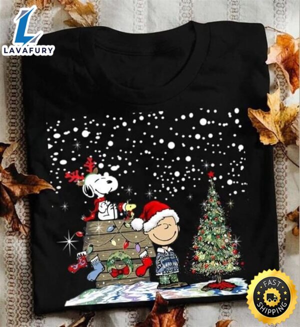 Snoopy Lovers Merry Christmas Black T Shirt Men