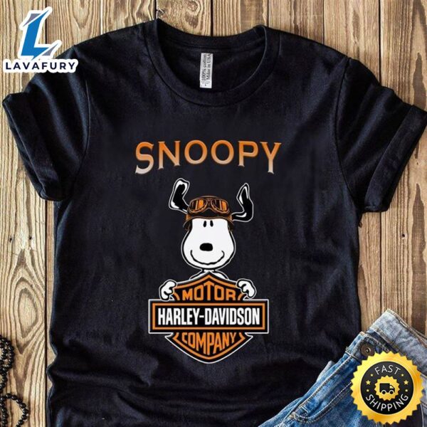 Snoopy Motor Harley Davidson Company T Shirt Black