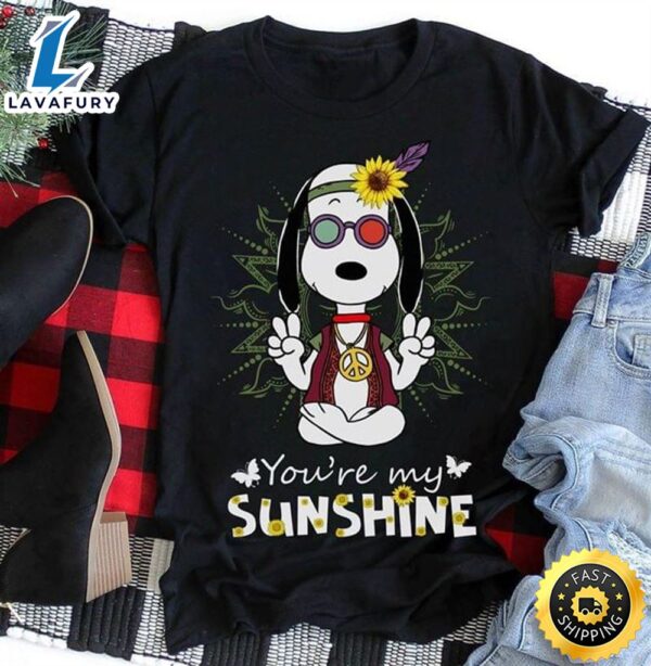 Snoopy Native Hippie You’re My Sunshine Black T Shirt Men