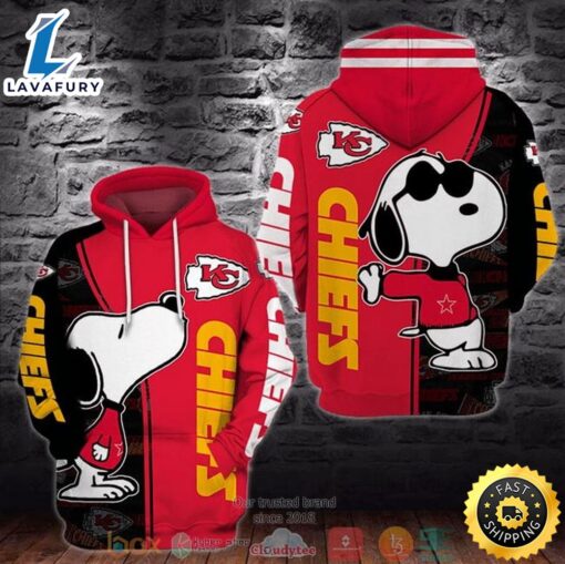 Snoopy Nfl Kansas City Chiefs 3d Hoodie