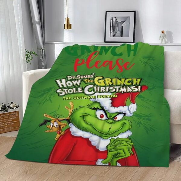 Sofa Bed Flannel Warm Throw Blanket,Christmas Grinch Blanket