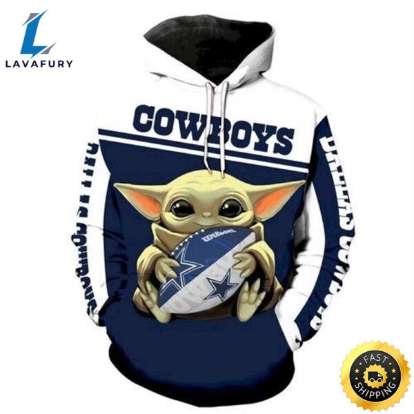 Star Wars Baby Yoda Dallas Cowboys 3d Hoodie All Over Printed Cowboys Gifts For Him