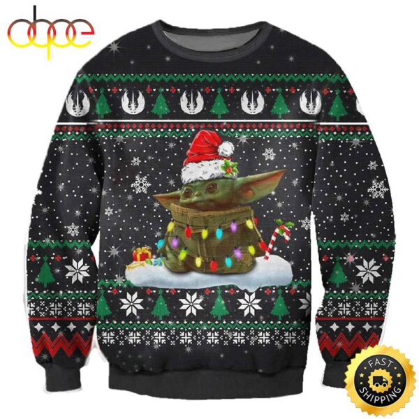 Star Wars Baby Yoda Happy Christmas Occasion Holiday Ugly Christmas Sweater Jumpers