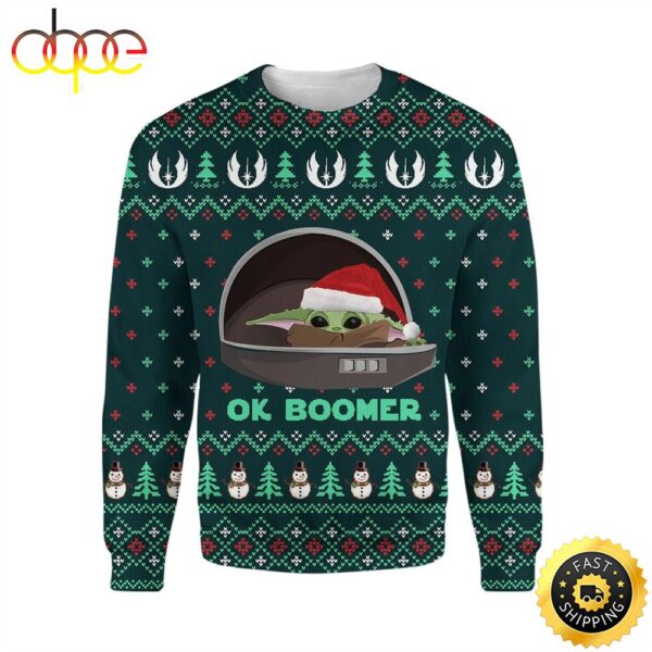 Star Wars Baby Yoda Ok Boomer Ugly Christmas Sweater Jumper