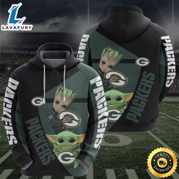 Star Wars Yoda Green Bay Packers 3d Hoodie All Over Printed