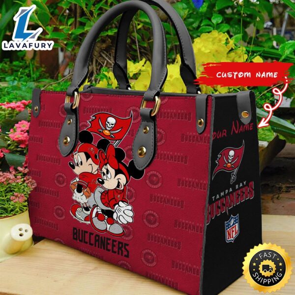 Tampa Bay Buccaneers Mickey And Minnie Women Leather Hand Bag