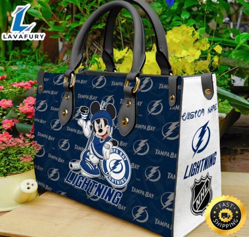 Tampa Bay Lightning NHL Mickey Women Leather Hand Bag