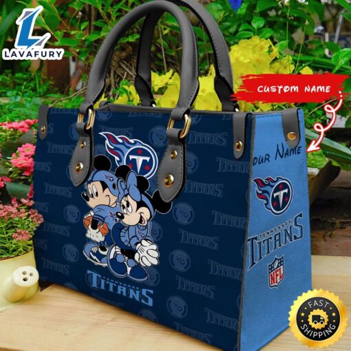 Tennessee Titans Mickey And Minnie Women Leather Hand Bag