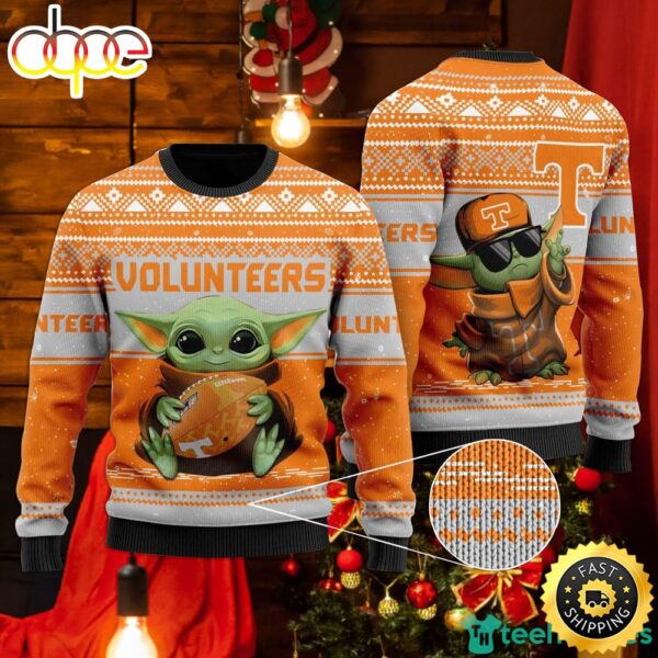 Tennessee Volunteers Baby Yoda Ugly Christmas Sweater