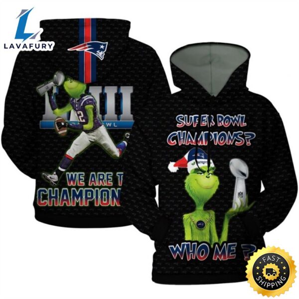 The Grinch New England Patriots Super Bowl Champions Santa All Over Print 3 Hoodie Zip Hoodie Nfl