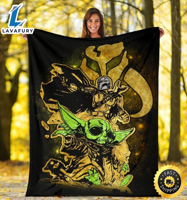 The Mandalorian Baby Yoda Fleece Blanket Star Wars Fan