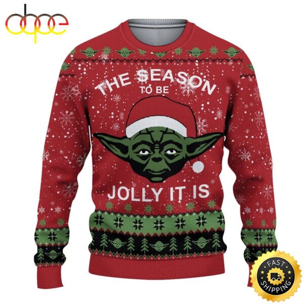The Season To Be Jolly It Is Starwars Baby Yoda Ugly Christmas Sweater Jumpers