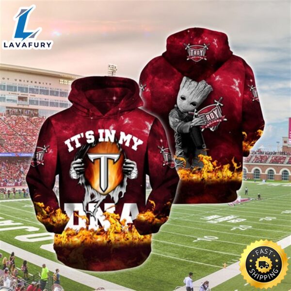 Troy Trojans Groot Fire All Over Hoodie 3d College Football