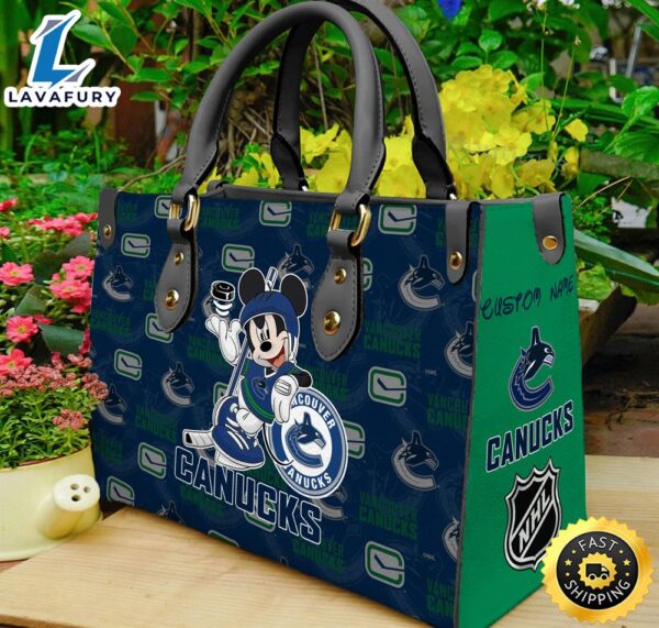 Vancouver Canucks NHL Mickey Women Leather Hand Bag