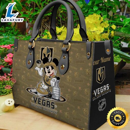 Vegas Golden Knights Champions Mickey Women Leather Hand Bag