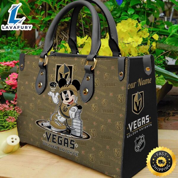 Vegas Golden Knights Champions Mickey Women Leather Hand Bag