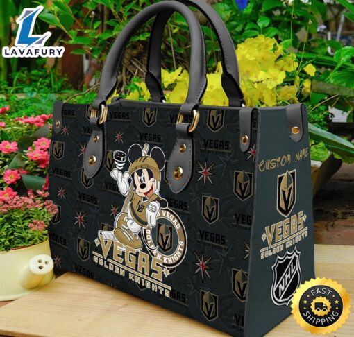 Vegas Golden Knights NHL Mickey Women Leather Hand Bag