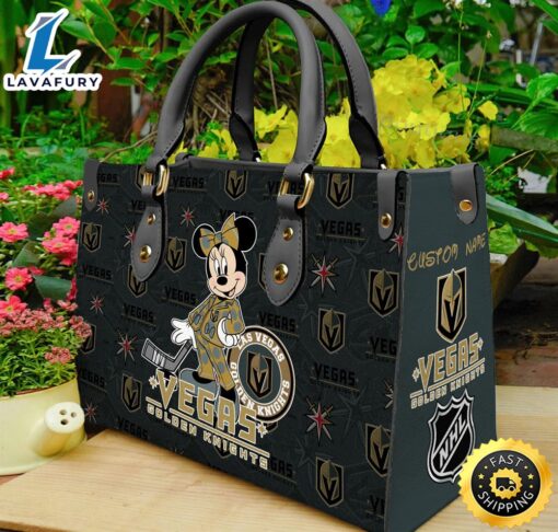 Vegas Golden Knights NHL Minnie Women Leather Hand Bag