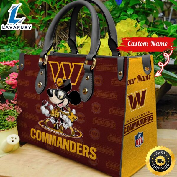 Washington Commanders Mickey Retro Women Leather Hand Bag