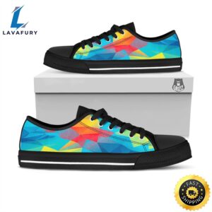 Abstract Colorful Autism Awareness Print Black Low Top Shoes