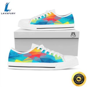 Abstract Colorful Autism Awareness Print White Low Top Shoes