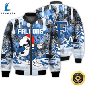 Air Force Falcons Snoopy Dabbing The Peanuts Sports Football American Christmas Dripping Matching Gifts Unisex 3D Bomber Jacket