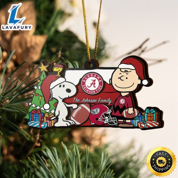 Alabama Crimson Tide Snoopy Christmas NCAA Ornament Custom Your Family Name