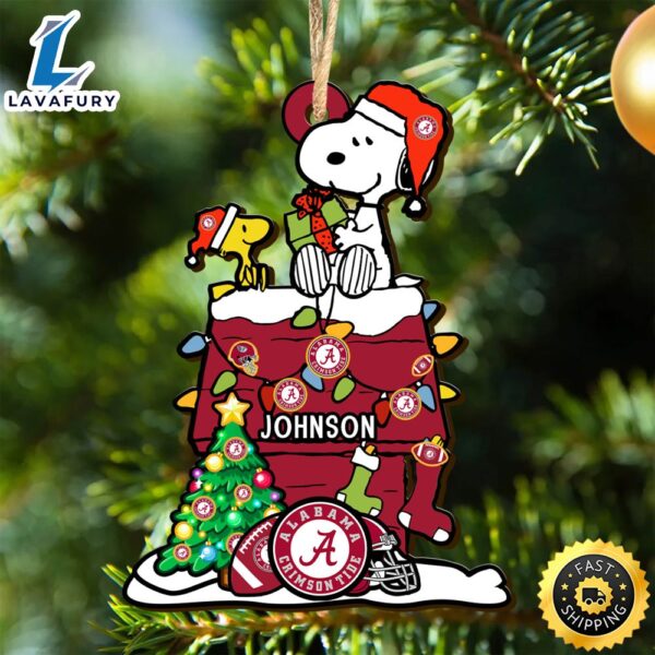 Alabama Crimson Tide Snoopy Christmas NCAA Ornament Personalized Your Name