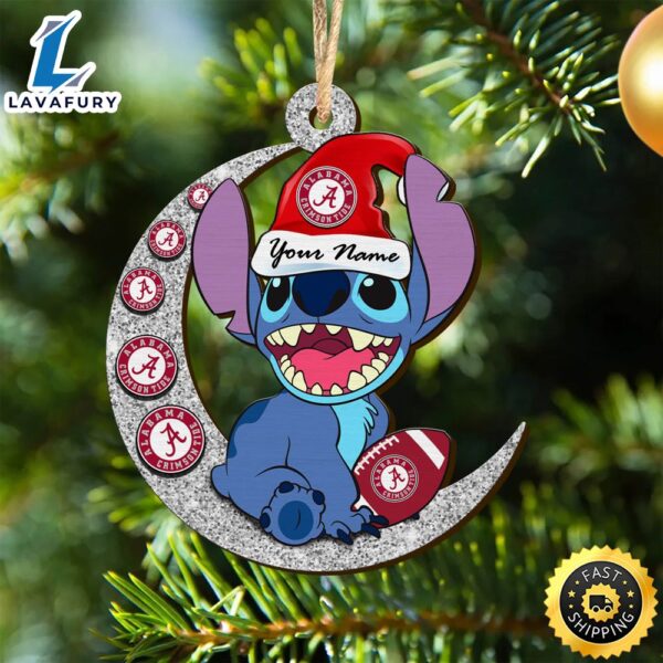 Alabama Crimson Tide Stitch Christmas Ornament NCAA And St With Moon Ornament