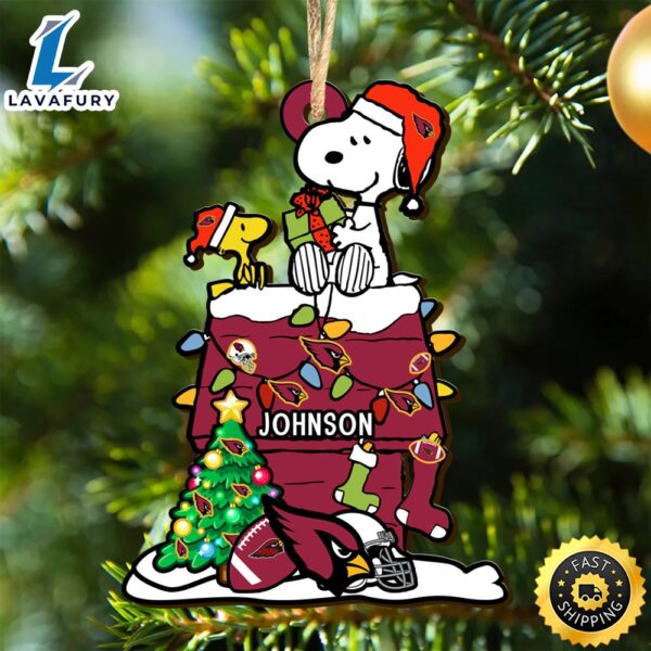 Arizona Cardinals Snoopy NFL Christmas Ornament Personalized Your Name