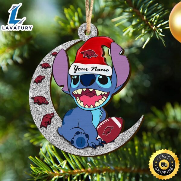 Arkansas Razorbacks Stitch Christmas Ornament NCAA And St With Moon Ornament
