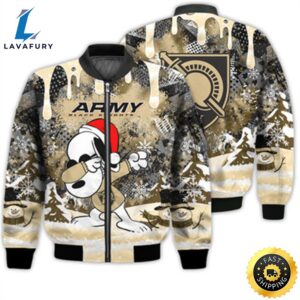 Army Black Knights Snoopy Dabbing The Peanuts Sports Football American Christmas Dripping Matching Gifts Unisex 3D Bomber Jacket
