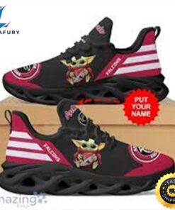 Atlanta Falcons Baby Yoda Hug Custom Name Max Soul Shoes Sneakers Running For Fans