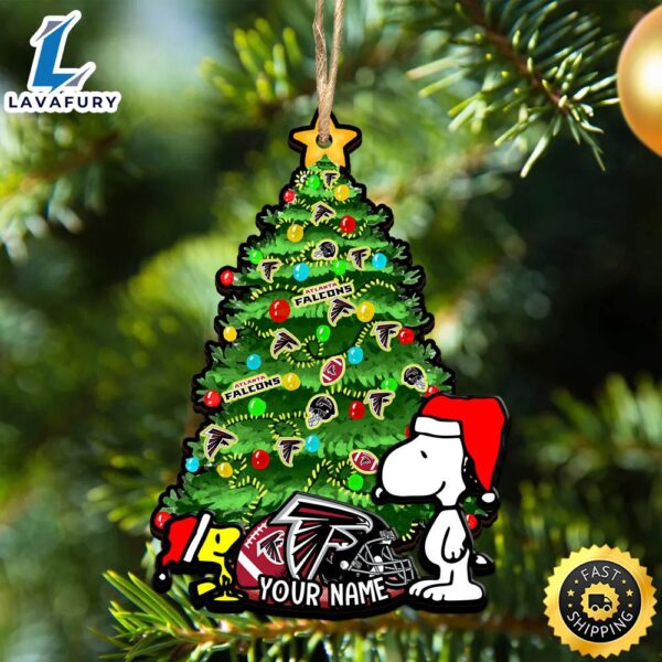 Atlanta Falcons Snoopy And NFL Sport Ornament Personalized Your Name