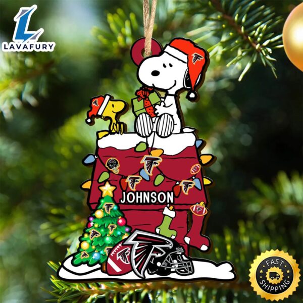 Atlanta Falcons Snoopy NFL Christmas Ornament Personalized Your Name