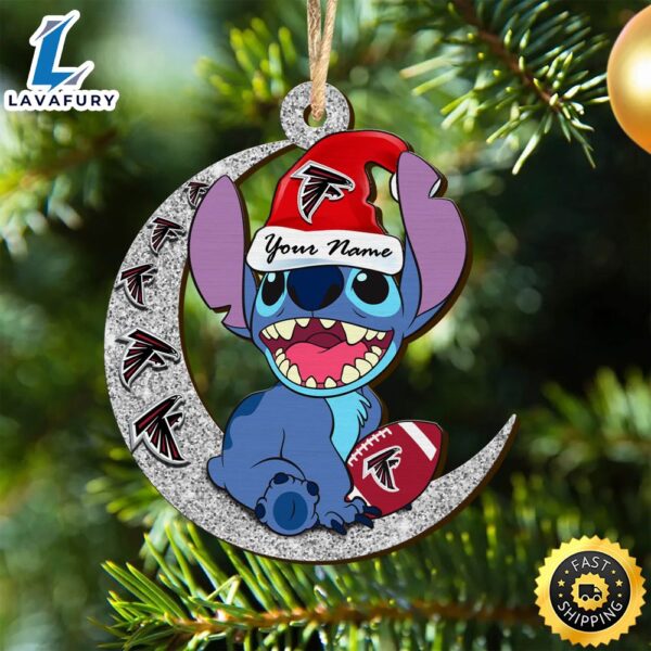 Atlanta Falcons Stitch Ornament, NFL Christmas And St With Moon Ornament