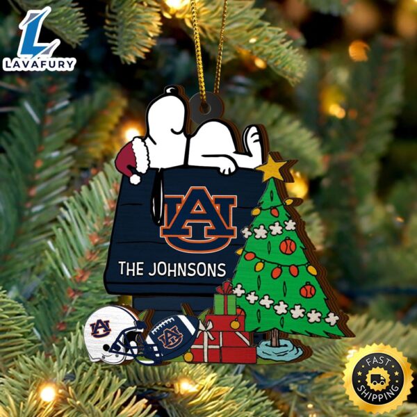 Auburn Tigers Snoopy Christmas NCAA Ornament Custom Name