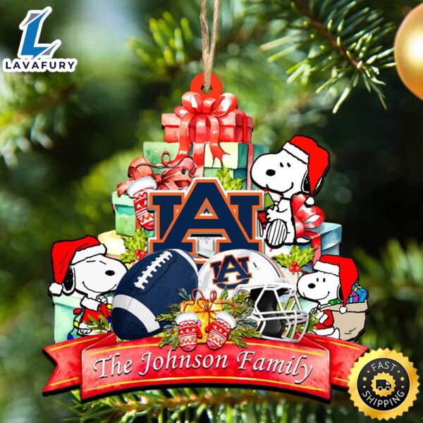 Auburn Tigers Snoopy Christmas NCAA Ornament Personalized Your Family Name