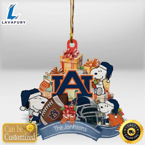 Auburn Tigers Snoopy Christmas Personalized Wooden Ornament