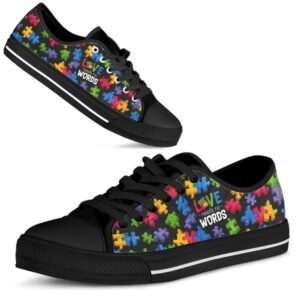 Autism Awareness Love Design Brand Canvas Shoes Colorful Puzzle Print Shoes Low Top
