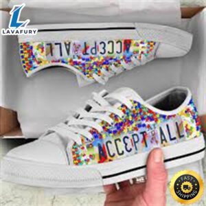 Autism Awareness Low Top Shoes Accept All License Plate