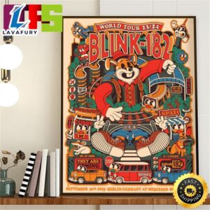 Blink 182 World Tour 23 24 At Mercedes Benz Arena Berlin Germany On September 16th 2023 Home Decor Poster Canvas