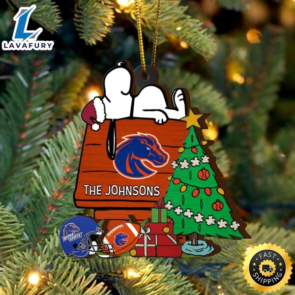 Boise State Broncos Snoopy Christmas NCAA Ornament Custom Name