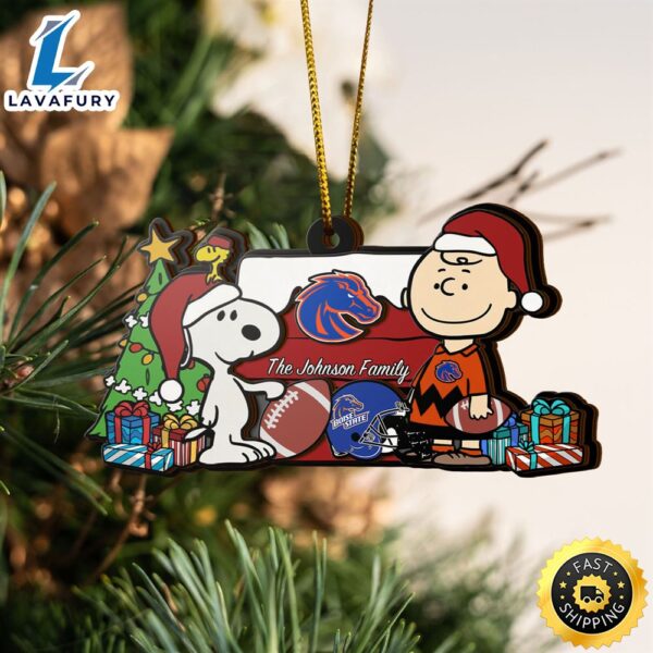 Boise State Broncos Snoopy Christmas NCAA Ornament Custom Your Family Name