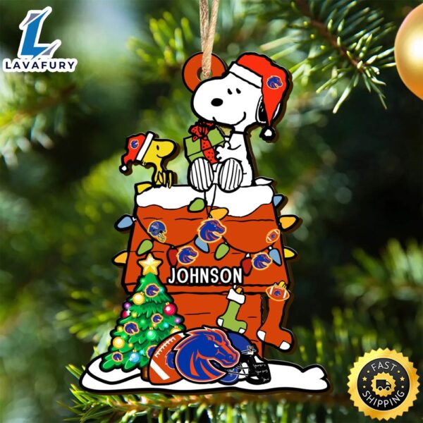 Boise State Broncos Snoopy Christmas NCAA Ornament Personalized Your Name