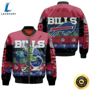 Buffalo Bills Christmas Grinch In Toilet Knitting Pattern 3D Jersey Bomber Jacket